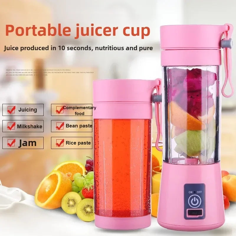 Mini 380ML Portable Blender for Shakes and Smoothies Rechargeable USB Traveling Fruit Juicer Cup Hand Fruit Blender Juicing Cup