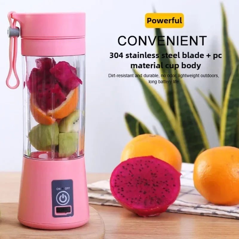 Mini 380ML Portable Blender for Shakes and Smoothies Rechargeable USB Traveling Fruit Juicer Cup Hand Fruit Blender Juicing Cup